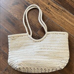 Woven Cream Tote Bag